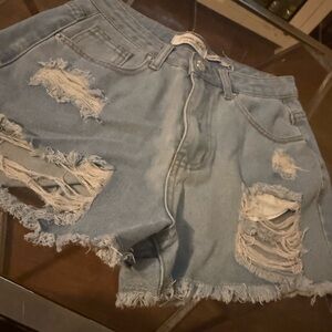 Distressed Denim Women Shorts